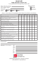 Aerial Lift Daily Operator Check List - South Industrial Equipment, Inc. Printable pdf