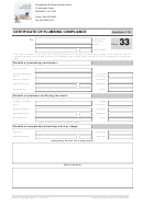 Form 33 - Certificate Of Plumbing Compliance Printable pdf