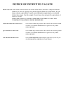 Fillable Notice Of Intent To Vacate Template Printable pdf