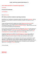 Letter Confirming Unauthorised Absence Printable pdf