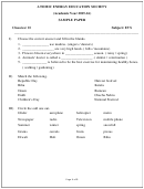 Sample Paper Vocabulary Worksheet - Atomic Energy Education Society, Class Ii, 2016