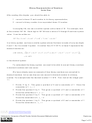Binary Representation Of Numbers Worksheet - Autar Kaw, University Of South Florida