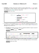 Solution To Stat1600 Test #2 Form A Math Worksheet With Answers Printable pdf