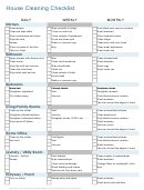 Daily, Weekly, Monthly House Cleaning Checklist Template