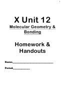 Molecular Geometry & Bonding Worksheet - X Unit 12
