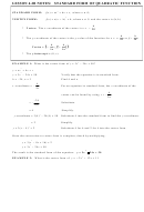 Lesson 4-2b Notes: Standard Form Of Quadratic Function Worksheet