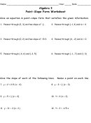 Algebra I Point Slope Form Worksheet