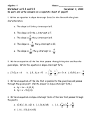 Algebra 1 Slope Intercept From Worksheet On 5.3 And 5.5 - 2008