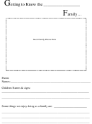 Getting To Know The Family Worksheet