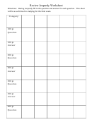 Review Jeopardy Worksheet Template