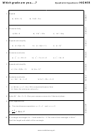 Quadratic Equations: Higher Worksheet With Answer Key
