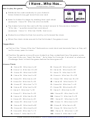 Math Game I Have Who Has Worksheet With Answers Printable pdf