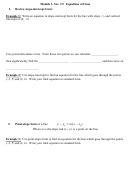 Module 1, Sec. 3.5 Equations Of Lines Worksheet