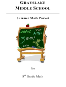 Summer Math Packet Worksheet - 8th Grade, Grayslake Middle School