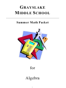 Summer Math Packet Worksheet - Grayslake Middle School