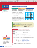 Lesson 8.5 Slope-intercept Form Worksheet