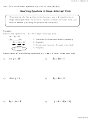 Math 8 Unit 4 L-1 Rewriting Equations In Slope-intercept Form Worksheet 2014-2015