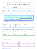 Completing The Next Whole Ten Worksheet