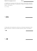 Math 172 Assignment Worksheet Printable pdf