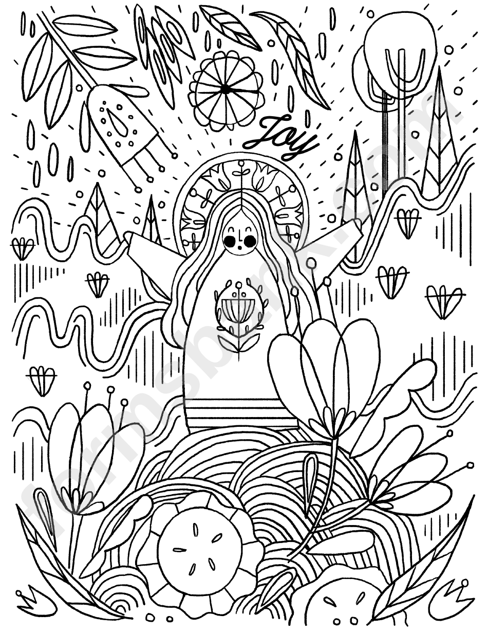 Girl And Nature Coloring Sheet