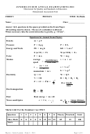 Junior Lyceum Annual Examinations In Physics Form 5 - 2011 Printable pdf