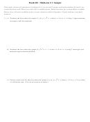 Math 2b Midterm # 1 Sample Exam Worksheet - University Of California, Irvine (Uc Irvine) Printable pdf