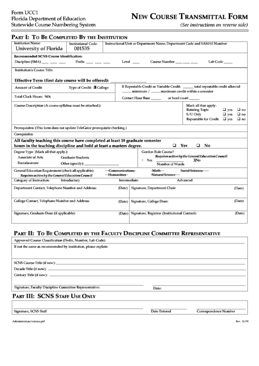 Fillable New Course Transmittal Form Printable pdf