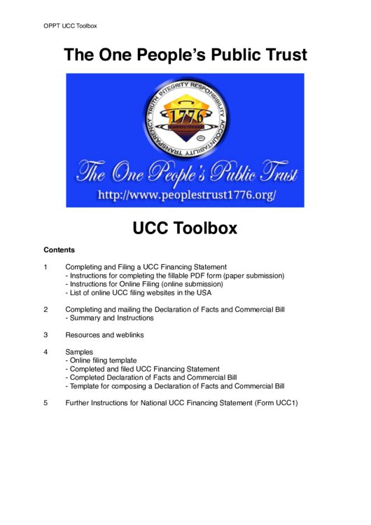 Form Oppt Ucc Toolbox - The One People's Public Trust