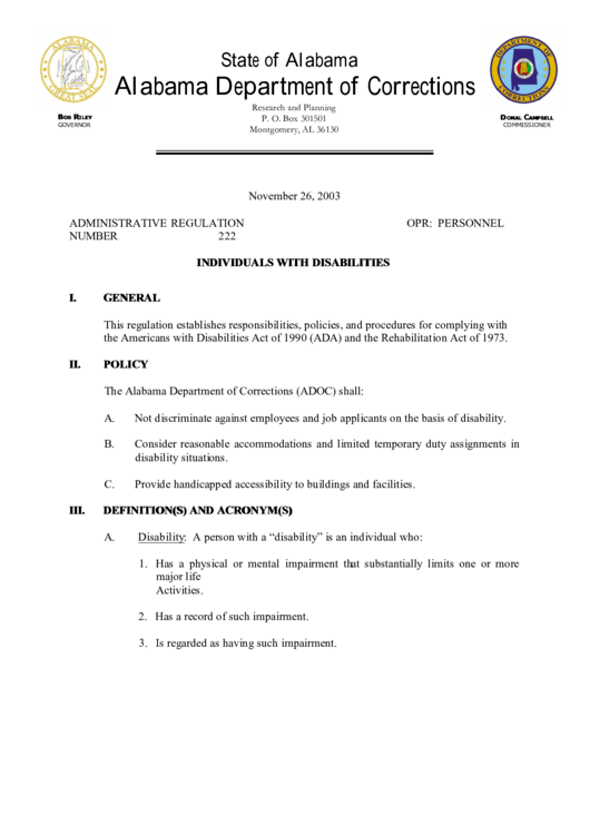 Alabama Administrative Regulation 222 Printable pdf