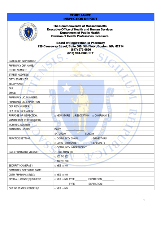 Compliance Inspection Report Printable pdf