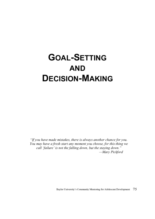 Goal-Setting And Decision-Making Printable pdf