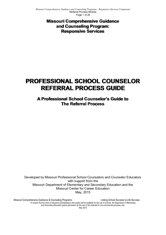 Professional School Counselor Referral Process Guide Printable pdf