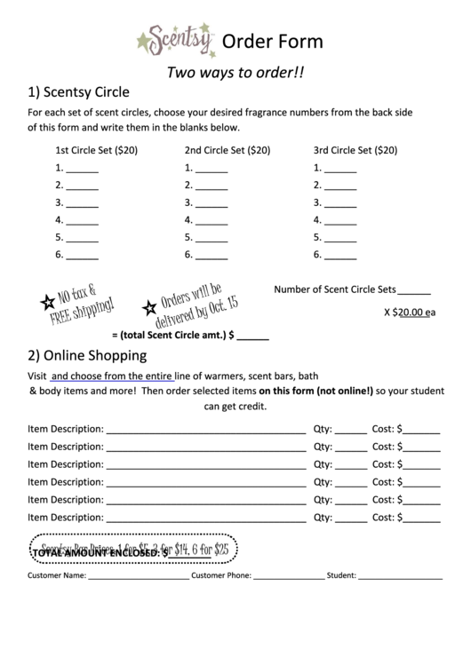 Top 5 Scentsy Order Form Templates Free To Download In PDF Format