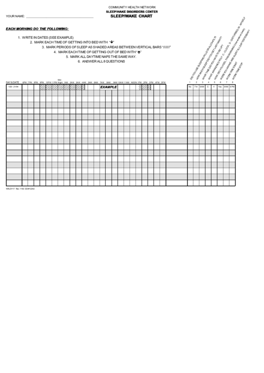 Sleep/wake Chart Printable pdf
