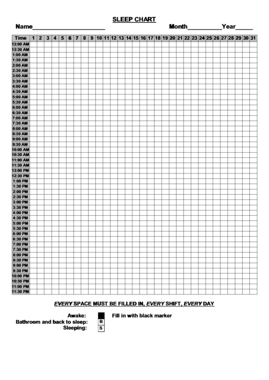Sleep Chart Template Printable pdf