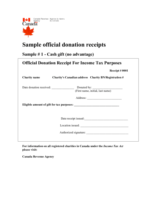 Sample Official Donation Receipts Printable pdf