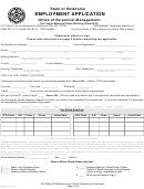 Fillable State Of Oklahoma Employment Application Printable pdf