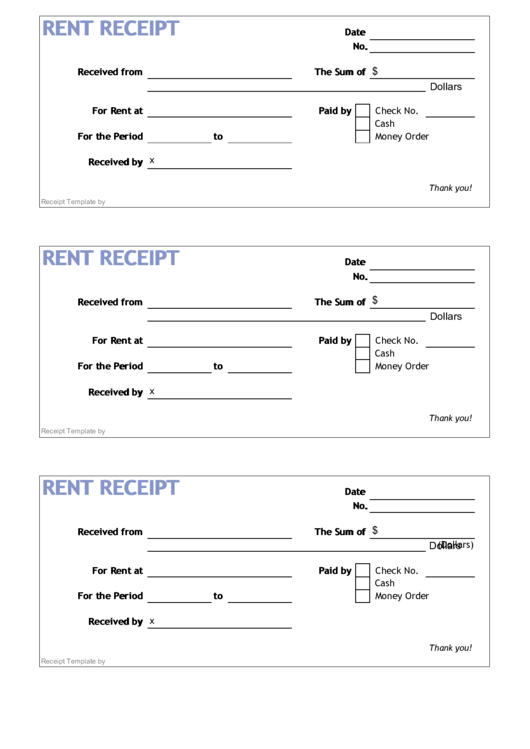 Fillable Rent Receipt Template - Fillable printable pdf download