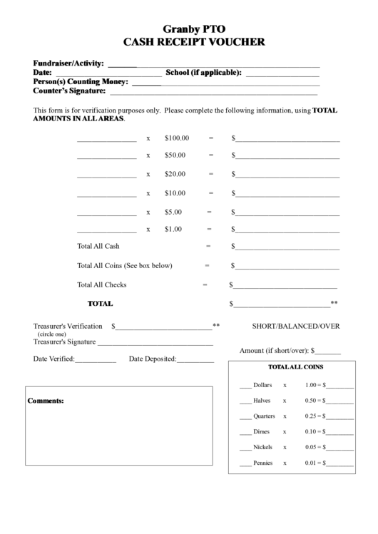 granby pto cash receipt voucher printable pdf download