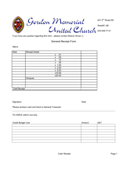 Gordon Memorial United Church Printable pdf