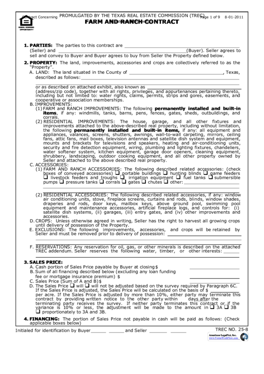 Farm And Ranch Contract Printable pdf