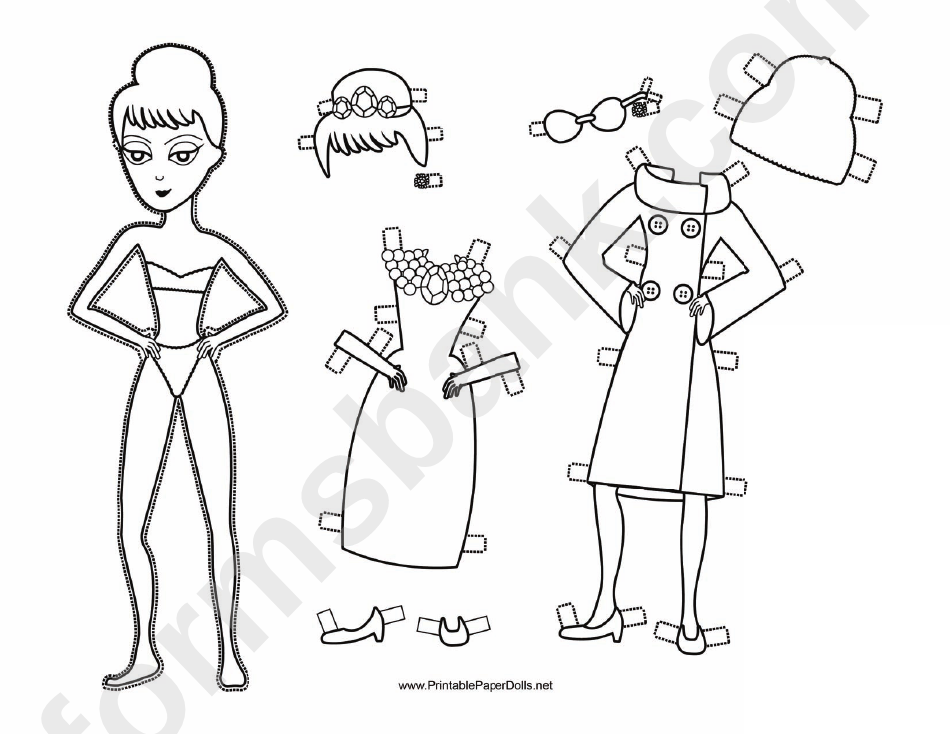 Winter Party Paper Doll Coloring Pages