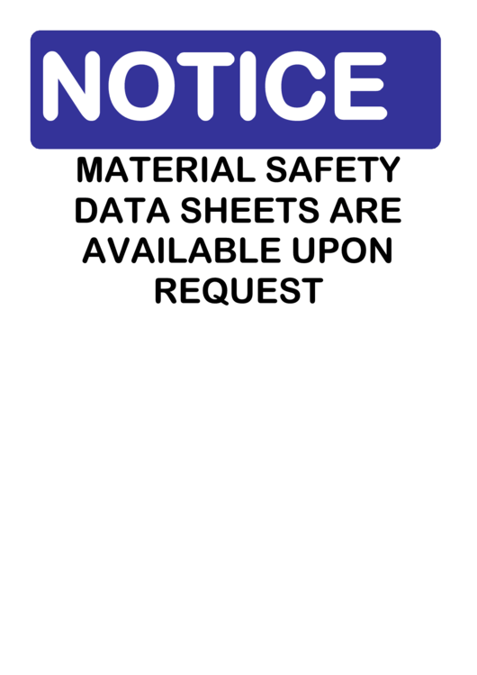 Notice Safety Data Sheets Available Sign Printable pdf