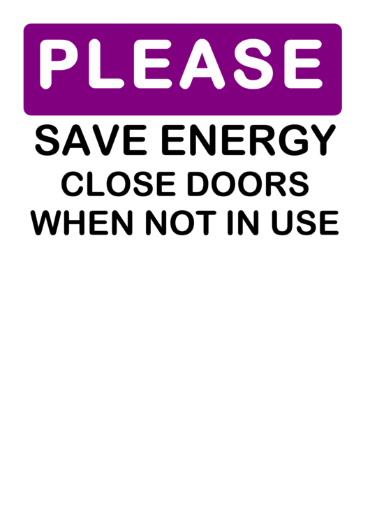 Please Save Energy Sign Printable pdf