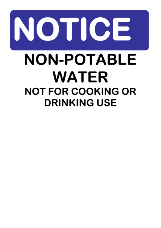 Notice Non Potable Water No Drinking Sign Printable pdf