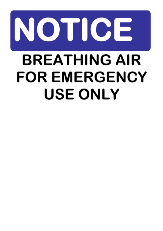 Notice Breathing Air Sign Printable pdf