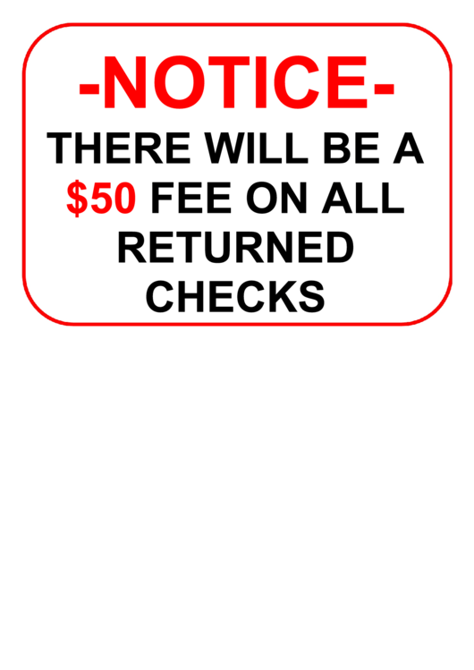 Returned Checks 50 Dollars Sign Printable pdf