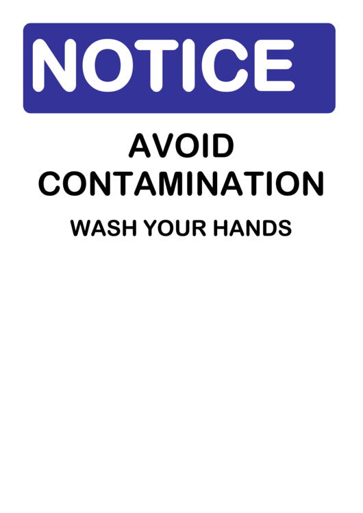 Notice Avoid Contamination Sign Printable pdf