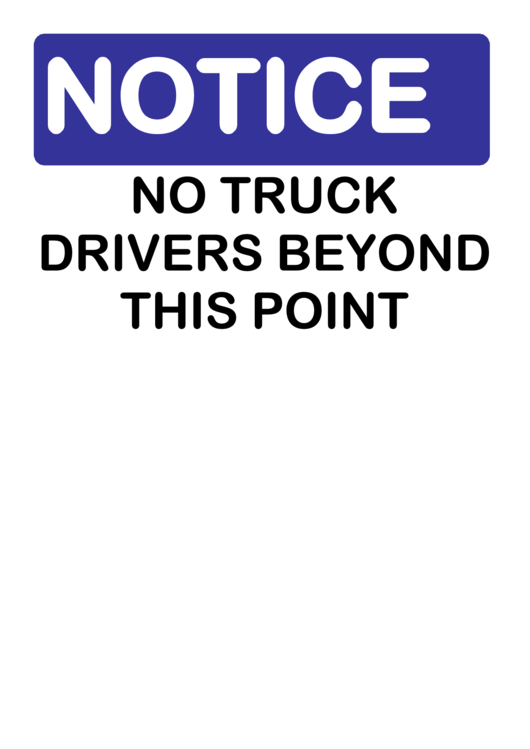 Notice No Truck Drivers Sign Printable pdf