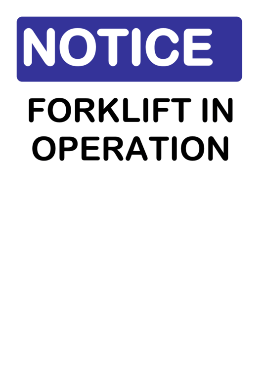 Notice Sign - Forklift Printable pdf